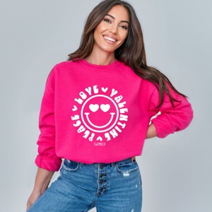 S.W.Smiley Peace Love Valentine Smiley -  Women's Graphic Sweatshirt - 1 of 4