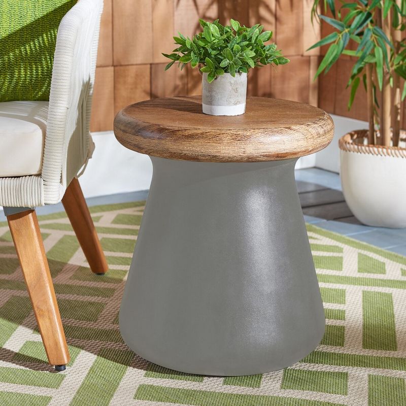 Button Indoor/Outdoor Modern Concrete Round Accent Table  - Safavieh, 3 of 9