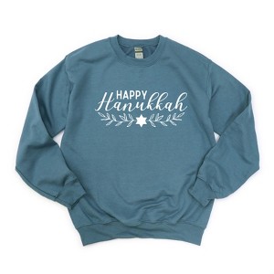 Simply Sage Market Women's Graphic Sweatshirt Happy Hanukkah - 1 of 4