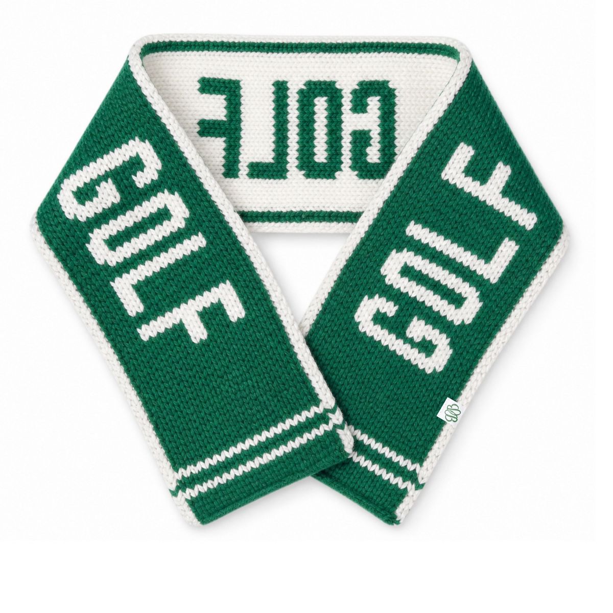 Bits & Bows Youth Unisex Golf Scarf, Green/Ivory