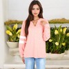 Anna-Kaci Women's V-Neck Pullover with Contrast Sleeve Stripes - 3 of 4