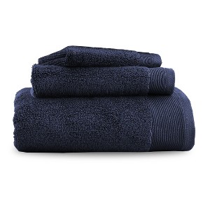 Bath Towel Set, Softest 100% Cotton by California Design Den - Navy Blue, Three-Pcs Towel Set - 1 of 4