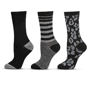 Memoi 3 Pairs Women's Buttersoft Variety Novelty Crew Socks Black 9-11 - 1 of 4