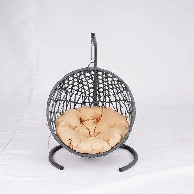 LAOTIES Cat Swing Bed with Stand and Cushion,Indoor Rattan Wicker Egg Chair Hammock for Cats,Small Dogs And Other Small Pets