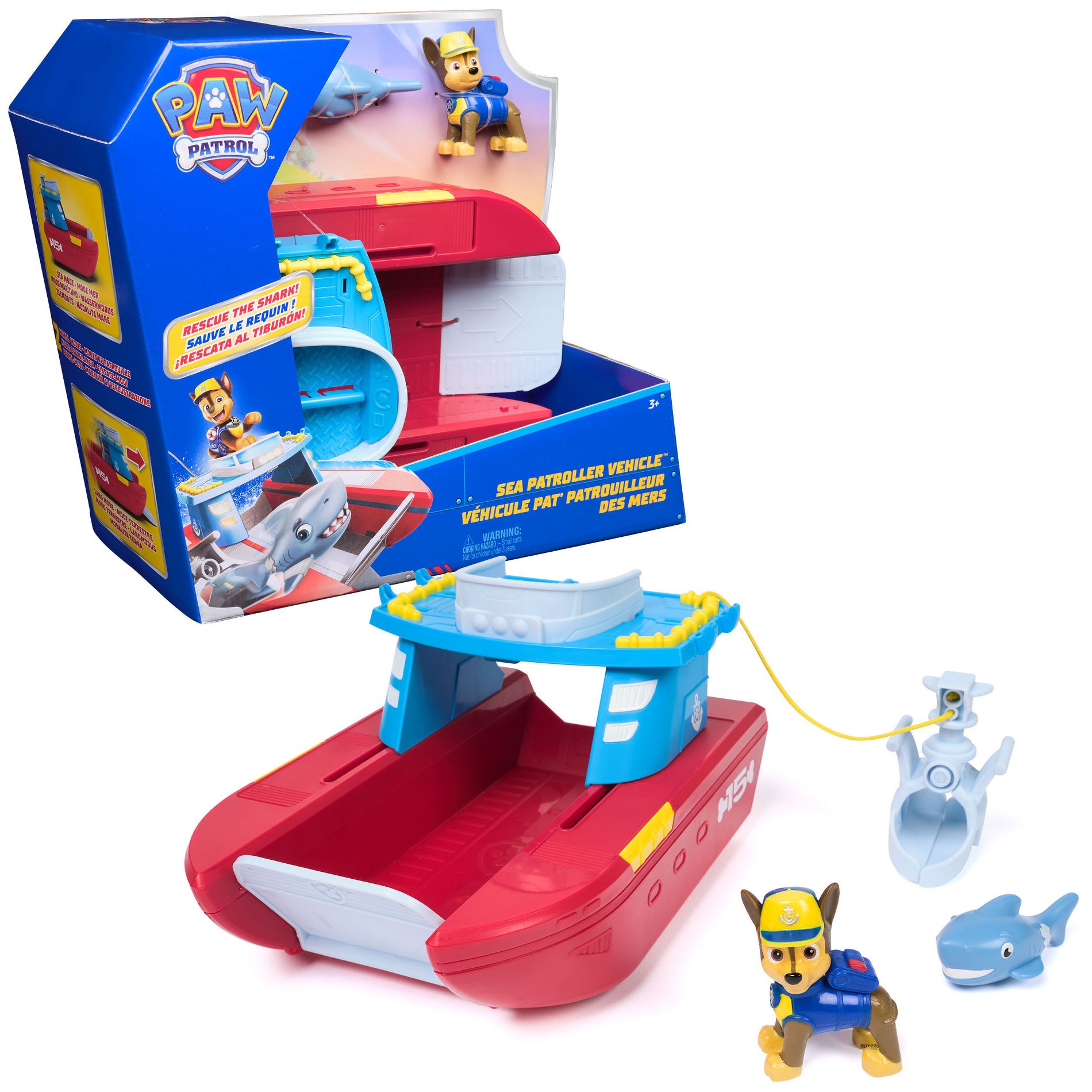 PAW Patrol Sea Patroller Vehicle with Chase and Shark Figure
