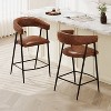 Christopher Knight Home Sara Upholstered 26" Faux Leather Iron Frame Counter Stool with Footrest, Brown - 3 of 4