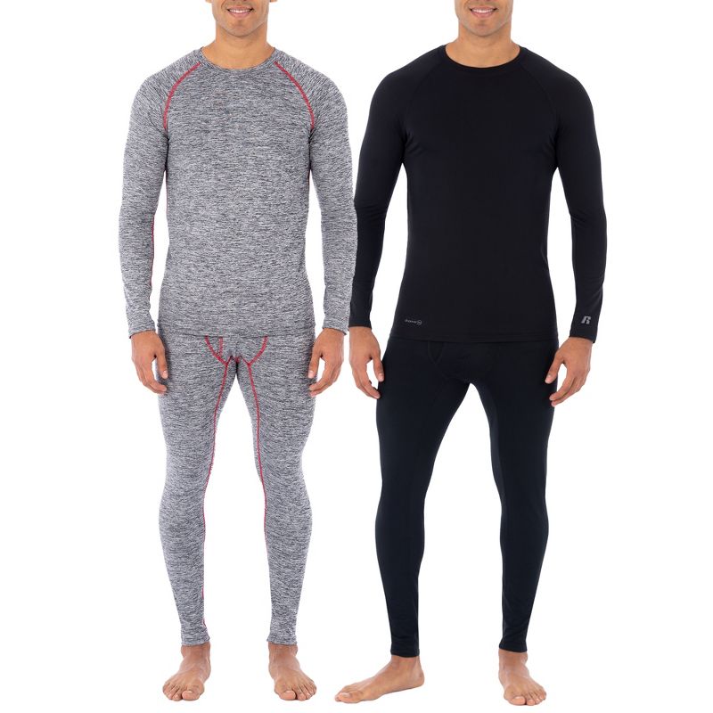Russell Men's L2 Performance Baselayer Thermal Underwear Shirt, 2 Pack Bundle, 2 of 4