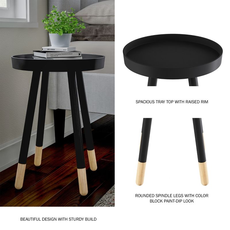 Hasting Home Modern Side Table, Round End Table with Tray Top, 3 of 9
