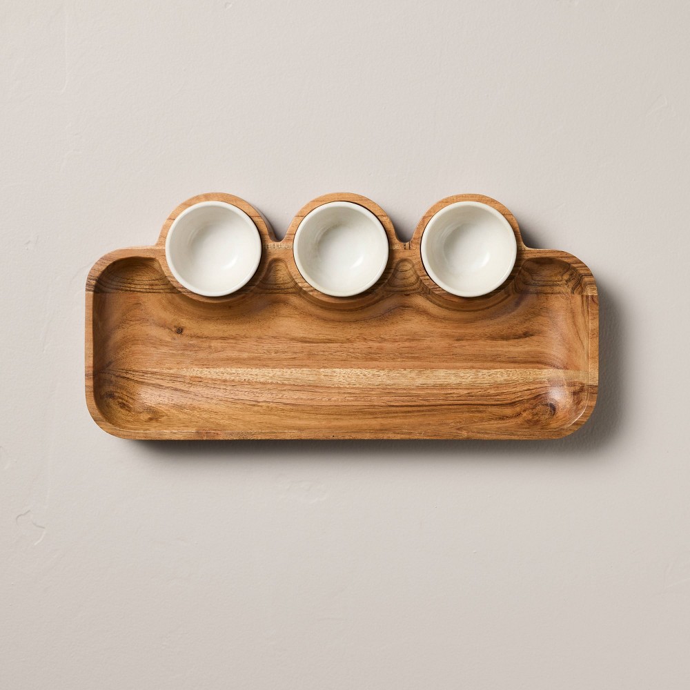 Photos - Serving Pieces Wooden Dip Platter - Hearth & Hand™ with Magnolia
