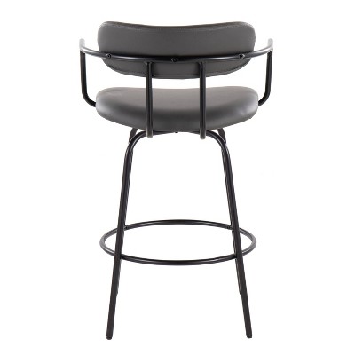 Demi 26" Gray Faux Leather Swivel Counter Stools, Set of 2