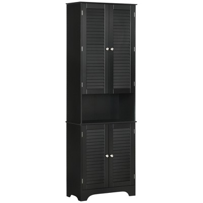 Costway Tall Bathroom Floor Cabinet Narrow Linen Tower With 2 Doors &  Adjustable Shelf Black/coffee/grey : Target