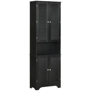 HOMCOM Tall Narrow Bathroom Storage Cabinet with Doors and Shelf Adjustability, Freestanding Bathroom Linen Cabinet, Bathroom Floor Cabinet - 1 of 4