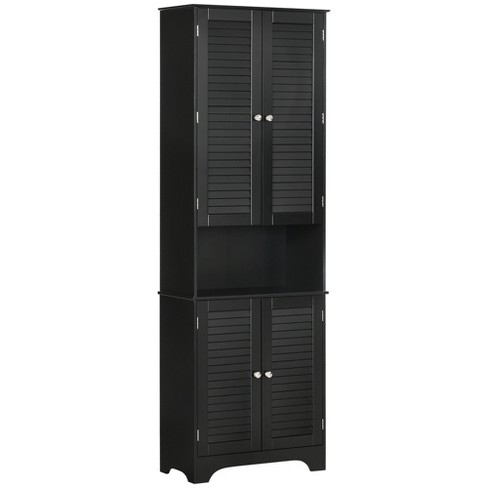Bathroom Tall Cabinet Narrow Slim Storage Tower with Adjustable Shelf & 2 Doors
