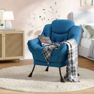 Lazy Chair for Living Room,Modern Large Accent Lounge Armchair with Side Pocket,Comfy Leisure Sofa Reading Chair,for Bedroom,Dorm Rooms and Office - 1 of 4