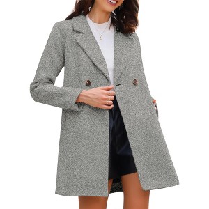 INSPIRE CHIC Women's Notched Lapel Double Breasted Raglan Sleeve Winter Coat - 1 of 4