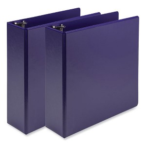 Samsill Earth's Choice Plant-Based Economy Round Ring View Binders, 3 Rings, 3" Capacity, 11 x 8.5, Purple, 2/Pack - 1 of 4