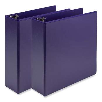 Samsill Earth's Choice Plant-Based Economy Round Ring View Binders, 3 Rings, 3" Capacity, 11 x 8.5, Purple, 2/Pack
