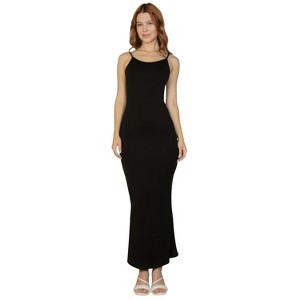 Slickblue Women's Ribbed Maxi Dress with Mermaid Hem Spaghetti Straps Casual & Evening Wear, Multiple Colors, Size S-L - 1 of 4