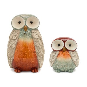 Terra Cotta Owl Figurine with Glazed Accents (Set of 4) - 1 of 4