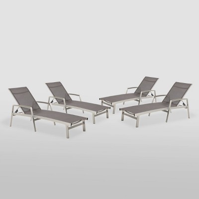Oxton 4pk Mesh Chaise Lounge - Gray - Christopher Knight Home