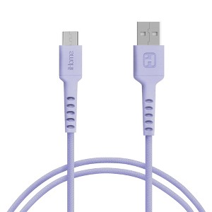 iHome 6ft USB to Micro USB Cable, Charge & Sync, Durable Braided Nylon, Strain Defense Technology, Lavender - 1 of 4