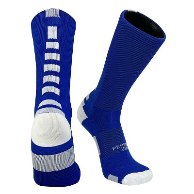 Pearsox Bolt Basketball Football Volleyball Crew Socks - Royal Blue, White (S)