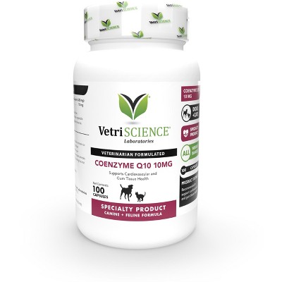 VetriScience Coenzyme Q10 MG, Heart Health Capsules For Cats & Dogs 100 ct
