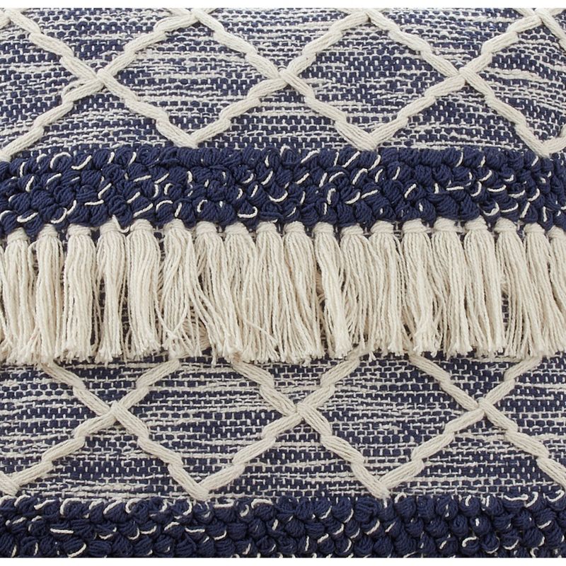 18&#34;x18&#34; Poly-Filled Moroccan Design Square Throw Pillow with Fringe Navy - Saro Lifestyle, 3 of 6