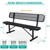 Itopfox Heavy Duty Metal Park Bench with Backrest, Portable Outdoor Bench for Commercial & Residential Use in Parks, Malls, Patios, Decks, Black - 3 of 4