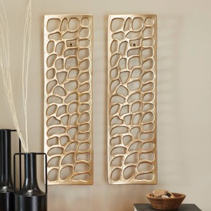 Set of 2 Aluminum Abstract Cutouts Wall Decors Gold - Olivia & May: Modern Style, Vertical Orientation, Metalwork Art - 1 of 4