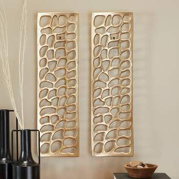 Set of 2 Aluminum Abstract Cutouts Wall Decors Gold - Olivia & May