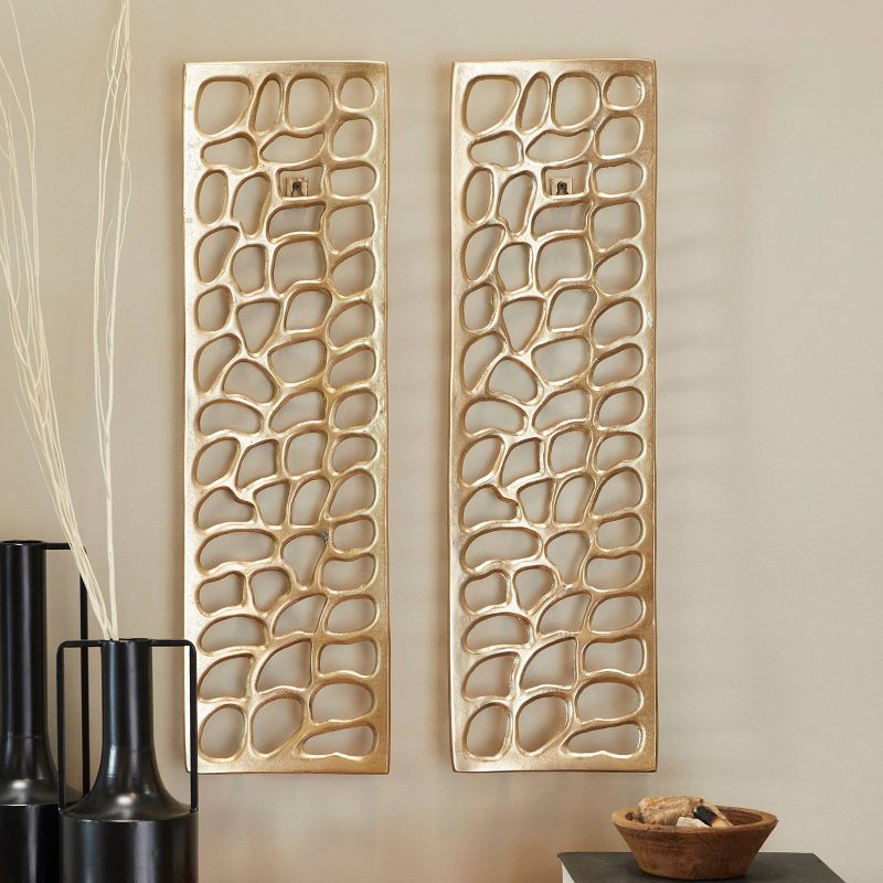 Set of 2 Aluminum Abstract Cutouts Wall Decors Gold - Olivia &#38; May, 1 of 6