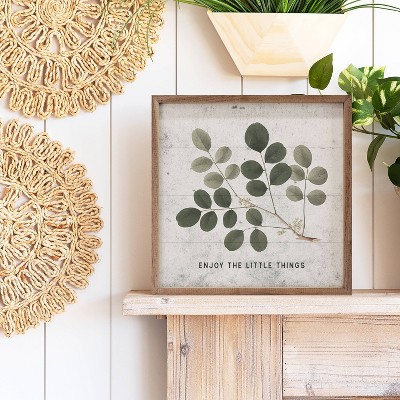 Kendrick Home Enjoy The Little Things Simple Greenery Wall Art White