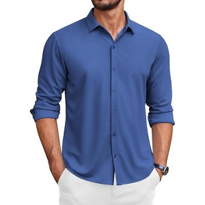 COOFANDY Men's Long Sleeve Wrinkle Free Shirts Button Down Casual Stretch Dress  Shirt Royal Blue XL Royal Blue XL : Target