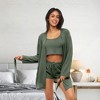 ADR Women's Pajamas Set, Soft Ribbed Knit Waffle 3 Piece Lounge Set - Robe, Cami Top and Sleep Shorts - 4 of 4