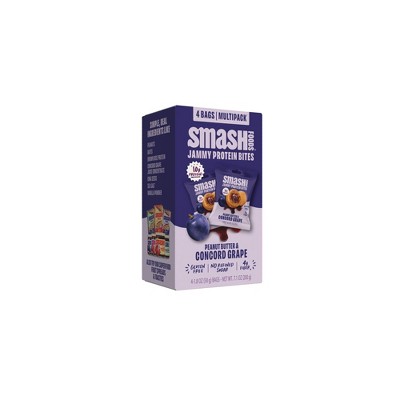 Smash Foods Gluten Free Peanut Butter & Concord Grape Jam Snack Bites Protein Bites - 10g Protein - 7.1oz/4pk