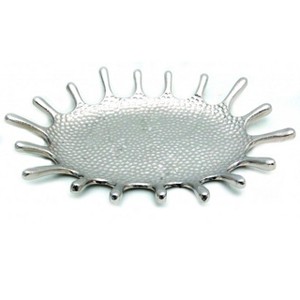 Silver Hammered Splash Design Serving Tray