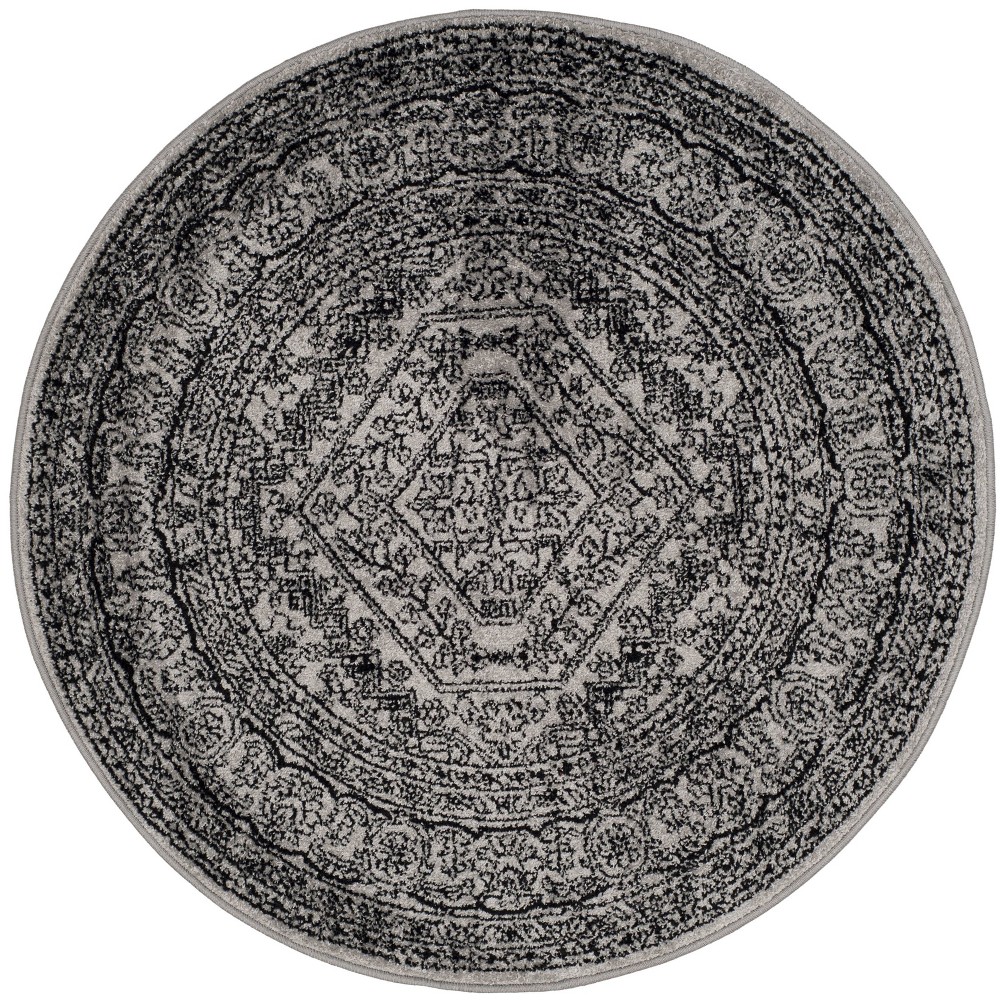 4' Round Aldwin Accent Rug Silver/Black - Safavieh