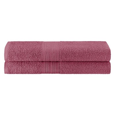 Eco-Friendly Sustainable Cotton Solid Lightweight 12-Piece Bathroom Towel Set, Rosewood - Blue Nile Mills