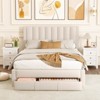 Safstar Queen Size Bed Frame w/Storage Drawer & Vertical Channel Headboard,Beige - 4 of 4