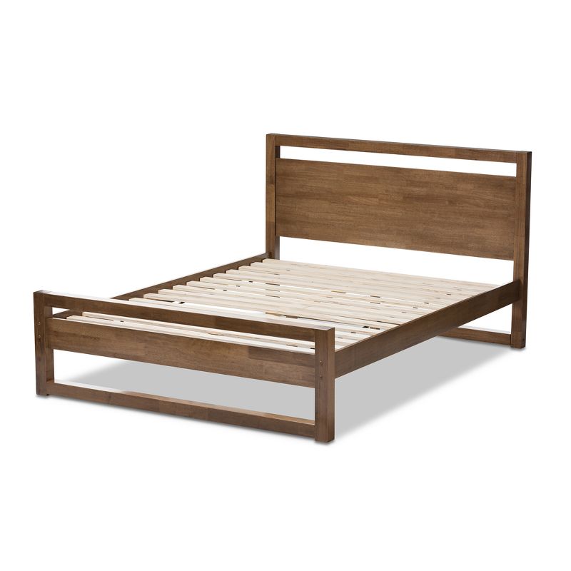 King Torino Mid Century Modern Solid Wood Open Frame Style Platform Bed Brown - Baxton Studio, 4 of 10