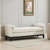 Boucle Upholstered Bench with 2 Bolster Pillows, Daybed Style Ottoman with Wood Legs for Bedroom or Living Room-Baofuwish - 2 of 4