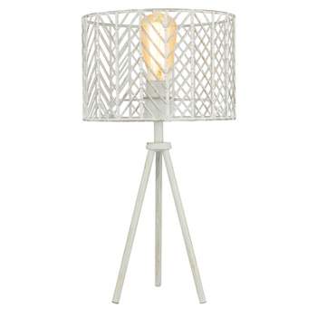 18.5" Ingrid Cage Shade Metal Tripod Table Lamp White - River of Goods