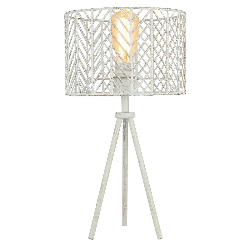 18.5&#34; Ingrid Cage Shade Metal Tripod Table Lamp White - River of Goods, 1 of 13