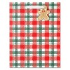 13" Large Christmas Gift Bag Green/Red Plaid - 2 of 3