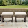 COWLOWN Beige 2PCS Patio Ottoman Set, Outdoor PE Rattan Footstools with Cushions & Steel Legs, All-Weather Wicker Ottomans for Garden, Porch, Backyard - 2 of 4