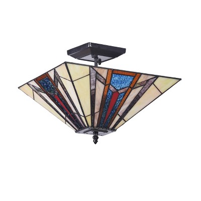 Maxwell Mission 14" Blackish Bronze Semi-Flush Ceiling Fixture