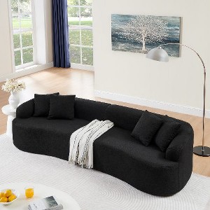 Kumasinova Modern Minimalist Lazy Sofa, Lamb's Wool Fabric Curved Modular Sectional Sofa, No Assembly, High-Density Foam, Couch for Living Room - 1 of 4