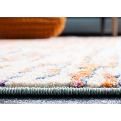 Hand-Knotted Light Blue and Orange Synthetic Area Rug, 26" x 6"