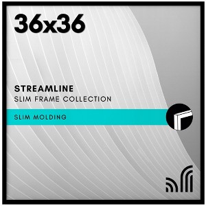 Americanflat 36x36 Picture Frame with Polished Plexiglass - Streamline Collection - Thin Square Picture Frame for Wall Display - Black - 1 of 4